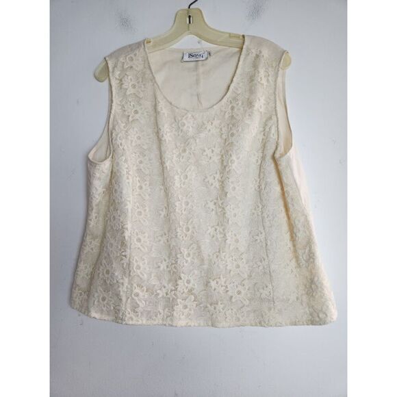 J.Song Collection Women Ivory/Cream 100% Linen Floral Embroidery Blouse size 18 - Picture 7 of 7